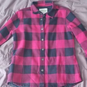 Orvis Pink and Navy Blue Flece Lined Flannel